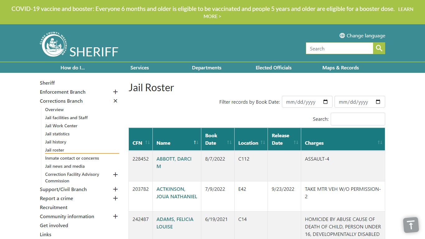 Jail Roster | Clark County