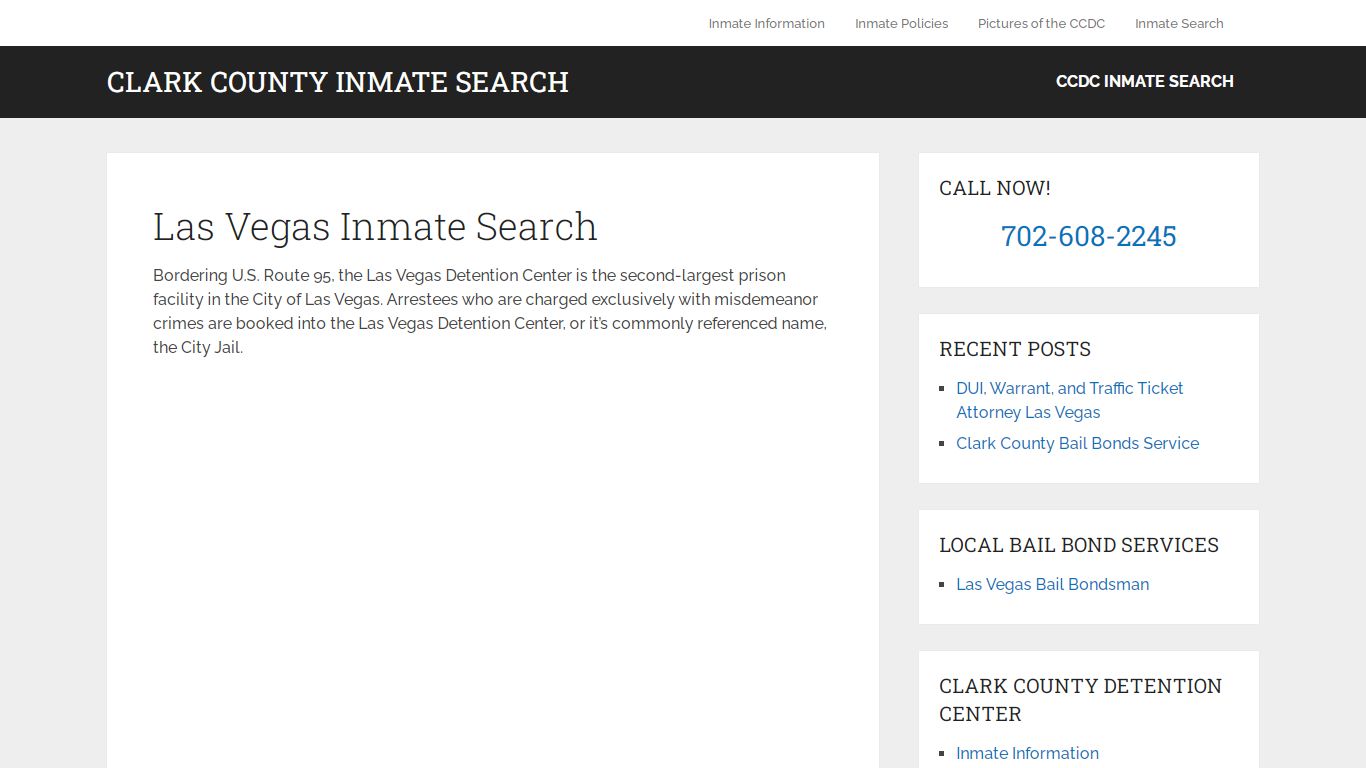 Las Vegas Inmate Search – Clark County Inmate Search